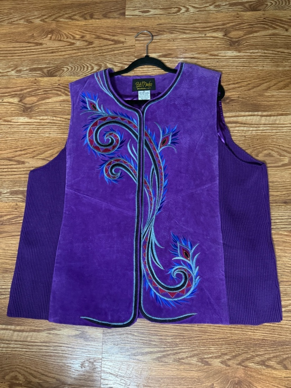 NWT Vintage Bob Mackie Wearable Art Embroidered Vest 100% Leather Size 2X